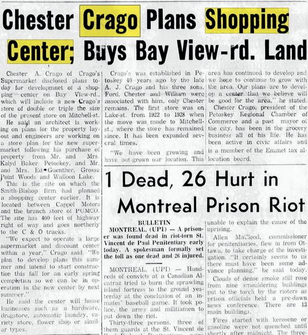 Cragos Shopping Center - June 1962 Opening Announcement